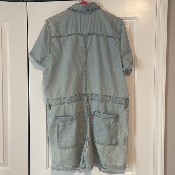 Levi’s Heritage romper short sleeve Light Blue Denim Woman’s New size XL - Picture 7 of 9